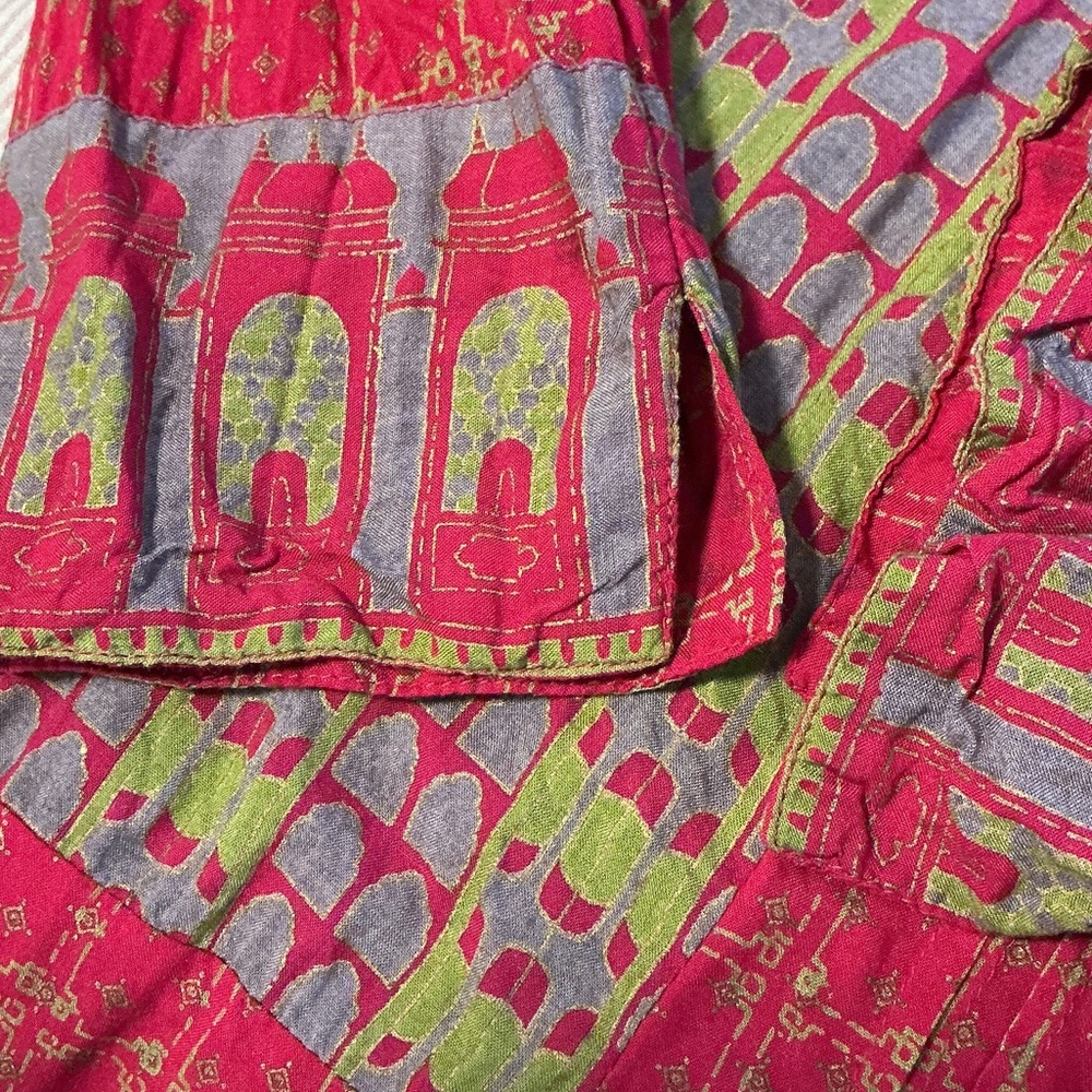 Fabindia Vibrant Red and Green Tunic, M - Picture 5 of 9
